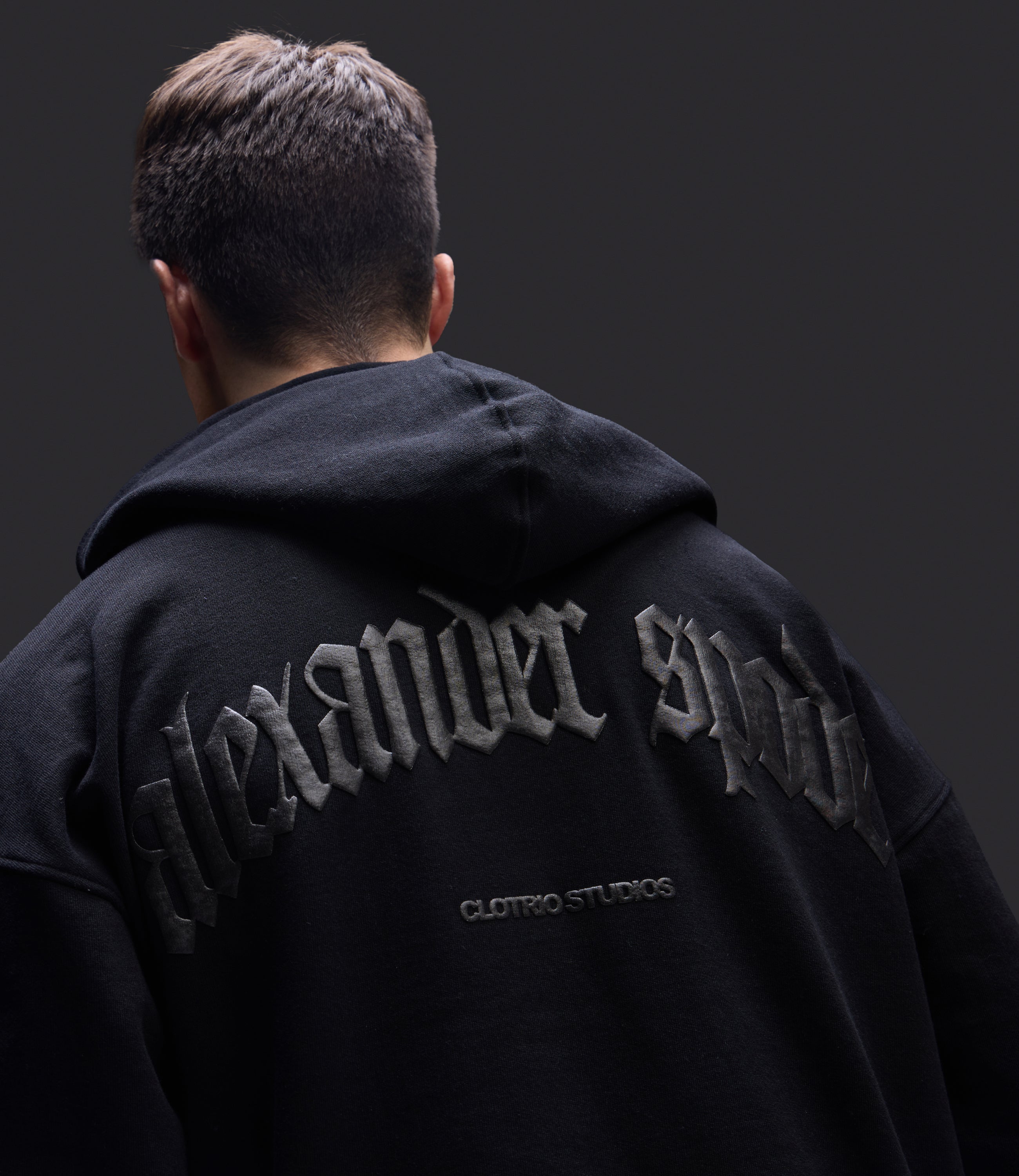 Felt Lost Black Zipper Hoodie