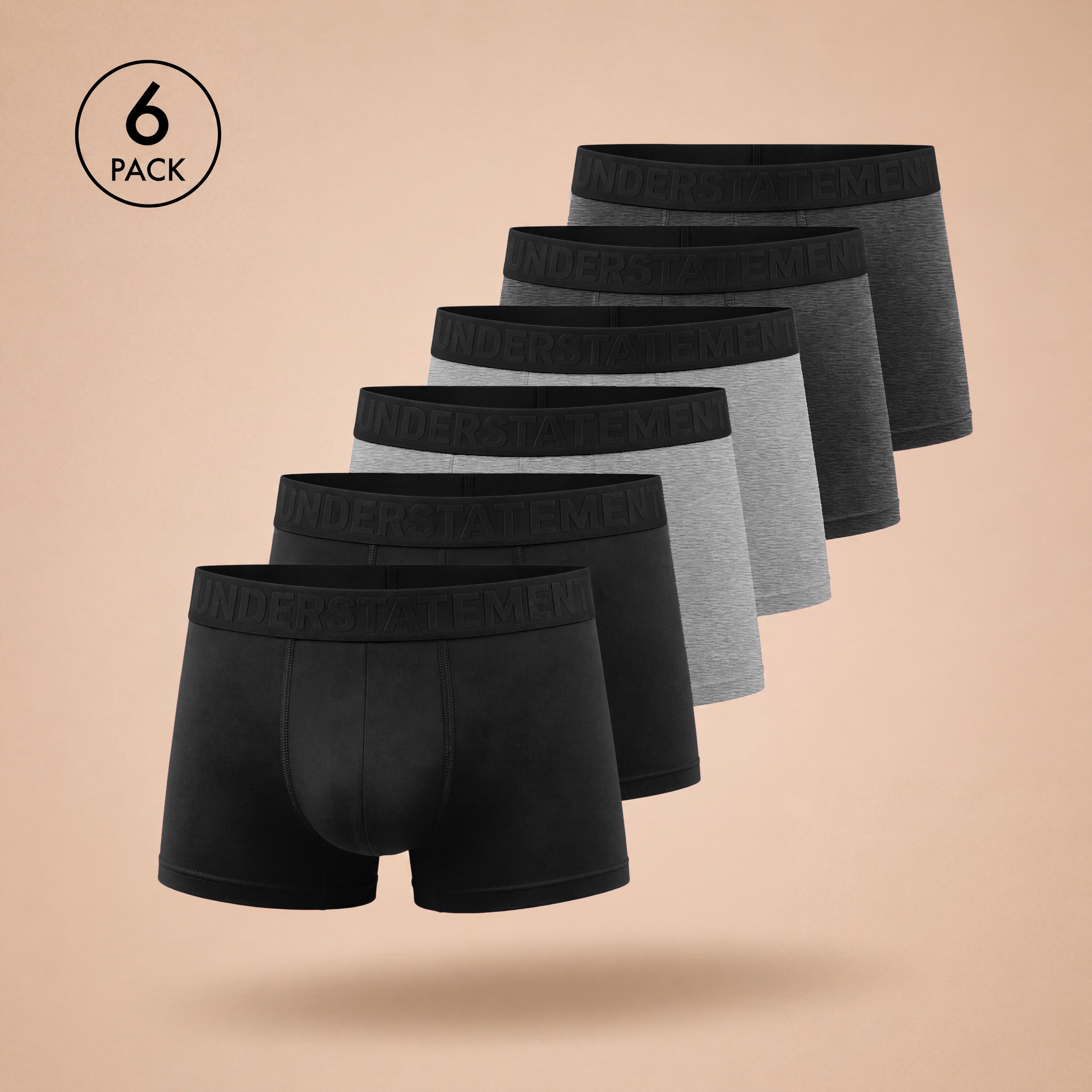 Understatement - Men's Antibacterial, 4-Way Stretch Trunks (PACK OF 6)