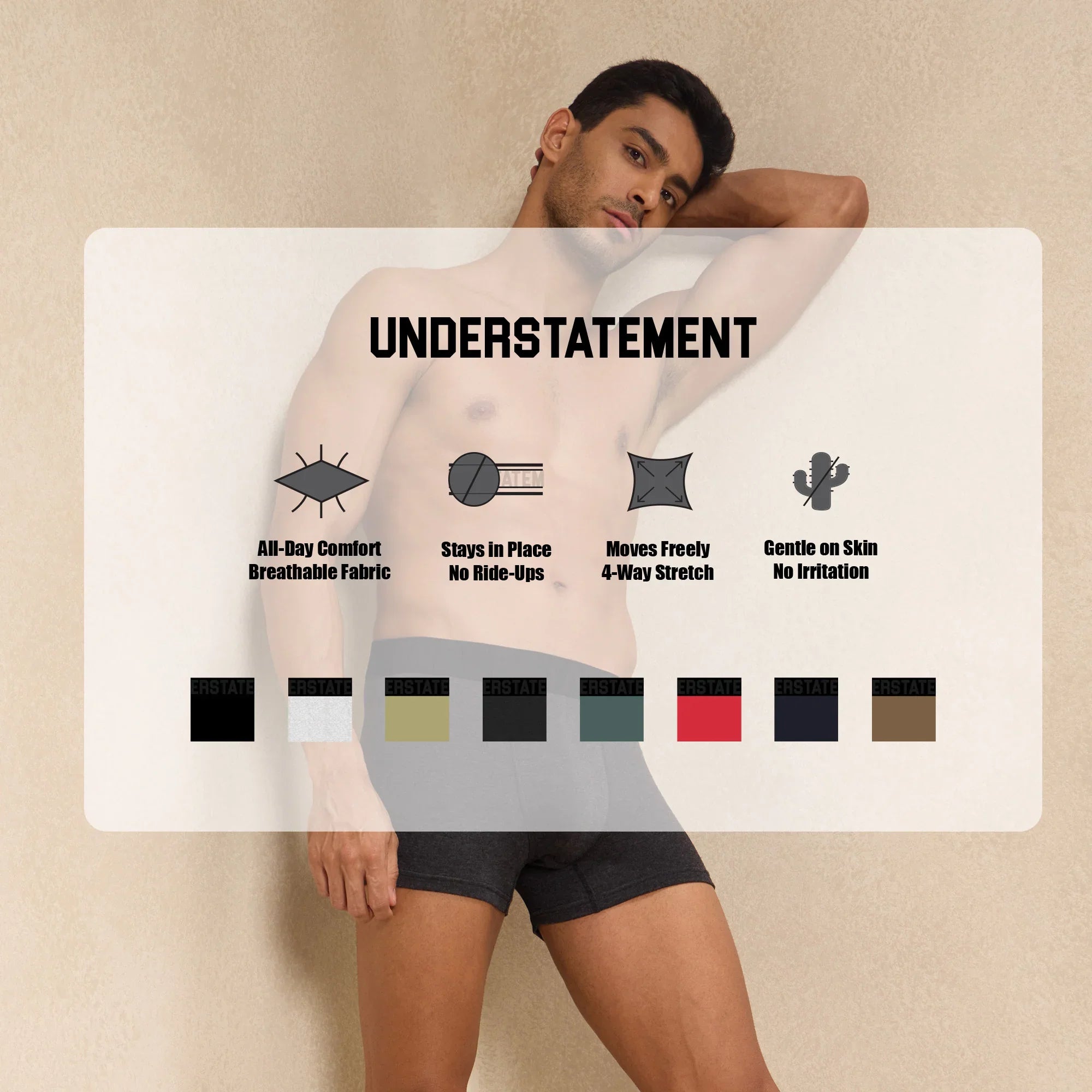 Understatement - Men's Antibacterial, 4 - Way Stretch Trunks