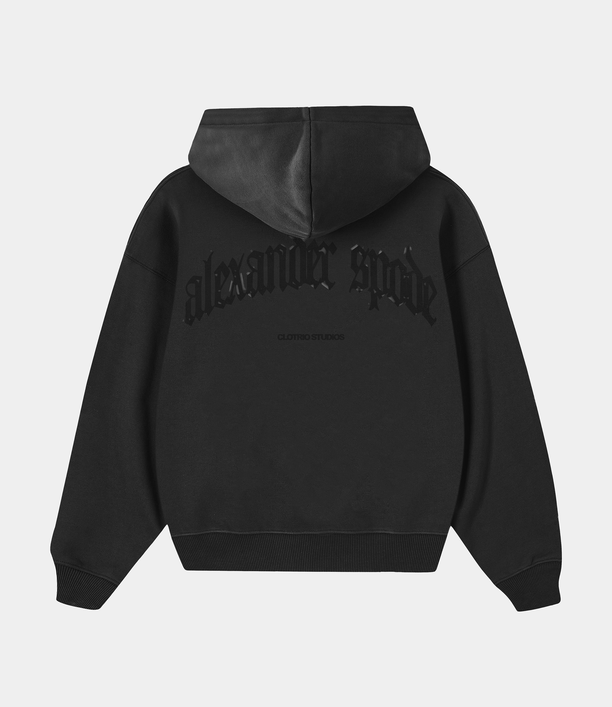 Felt Lost Black Zipper Hoodie
