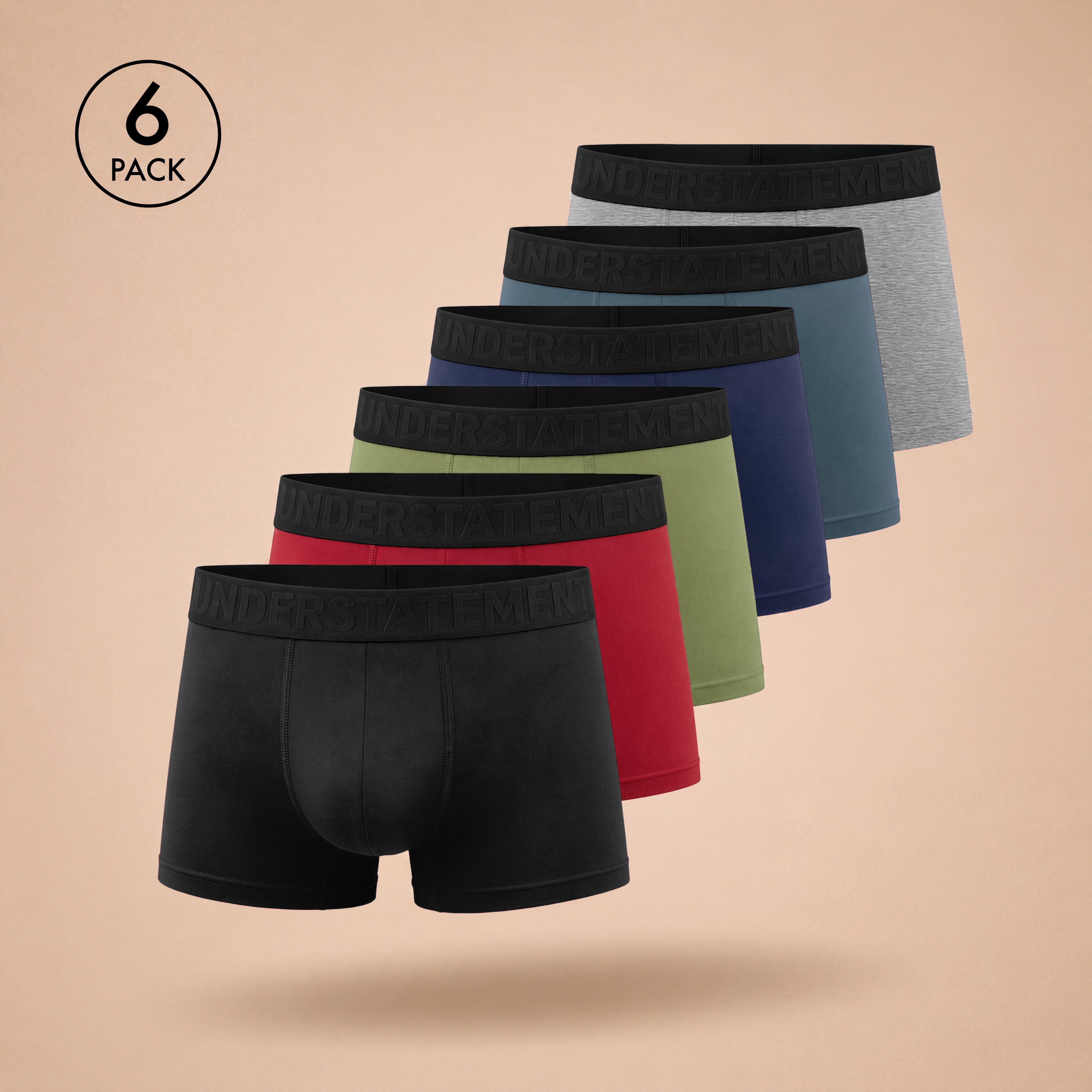 Understatement™ - Men's Antibacterial, 4-Way Stretch Trunks (PACK OF 6)