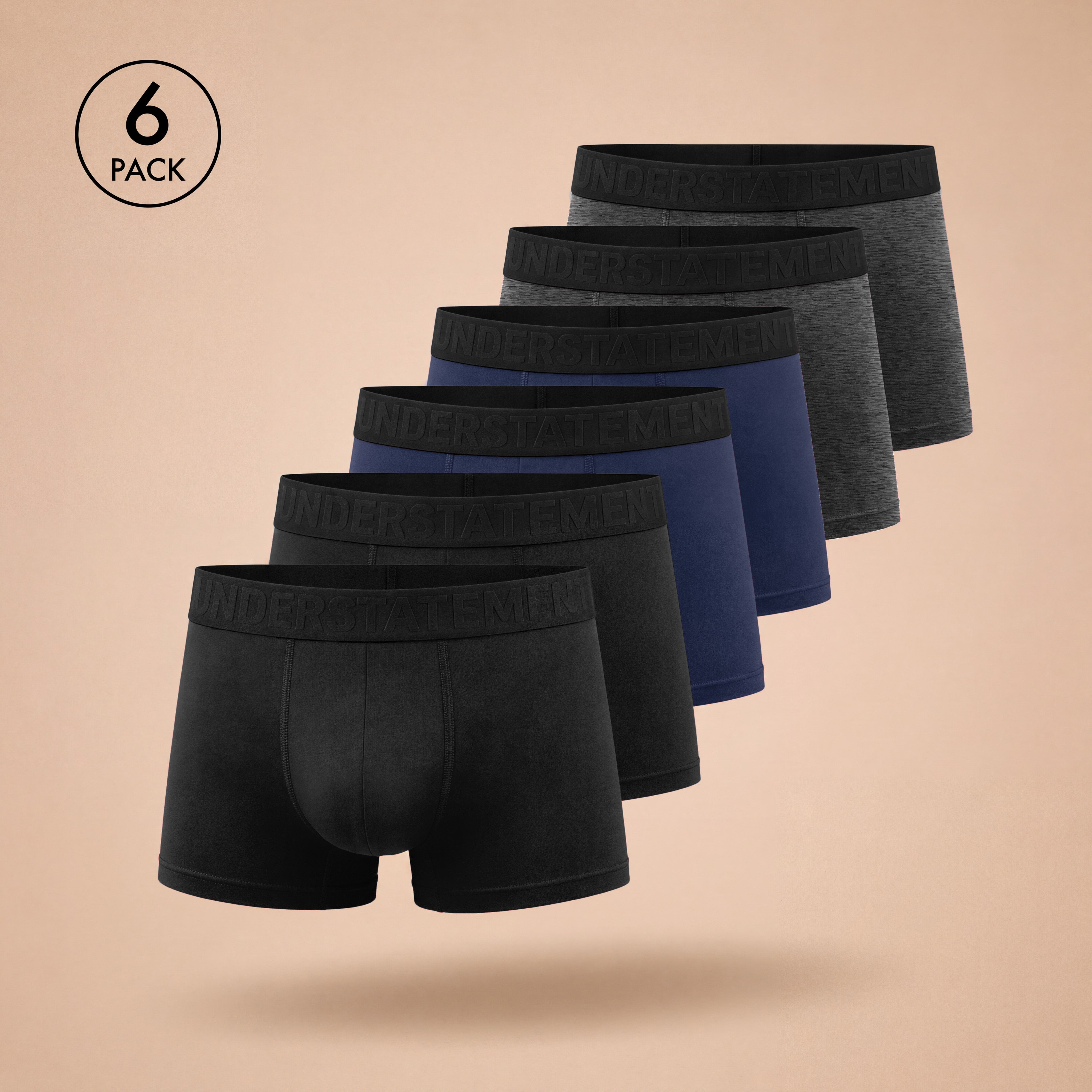 Understatement™ - Men's Antibacterial, 4-Way Stretch Trunks (PACK OF 6)